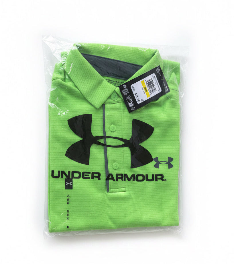 Under Armour Mens Tech Polo Shirt in Lumos Lime Green Size Medium