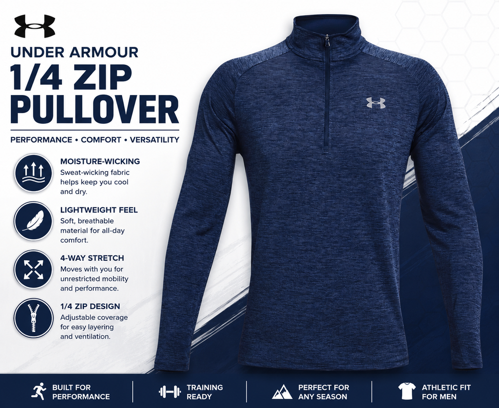 Under Armour Men's Tech 2.0 Half-Zip Pullover in Steel Blue Pick Your Size