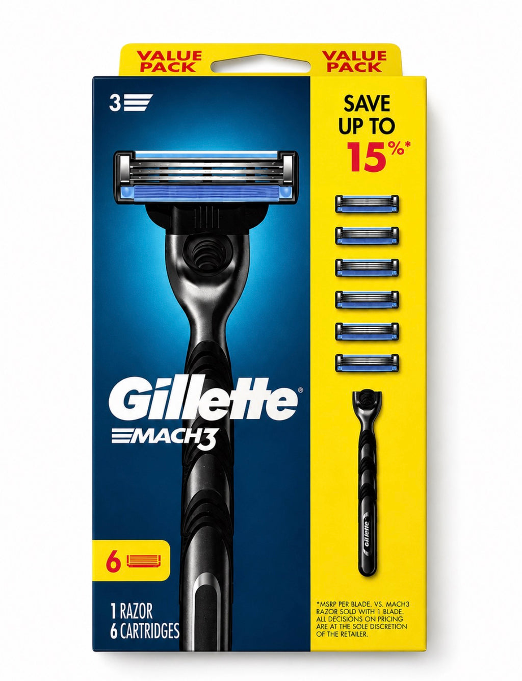 Gillette Mach 3 Razor with 6 Cartidge Refills