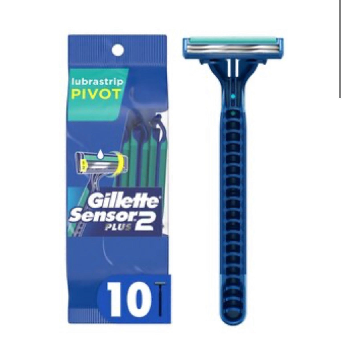 Gillette Sensor 2 Plus LubraStrip Pivot Disposable Razors 10 Pack