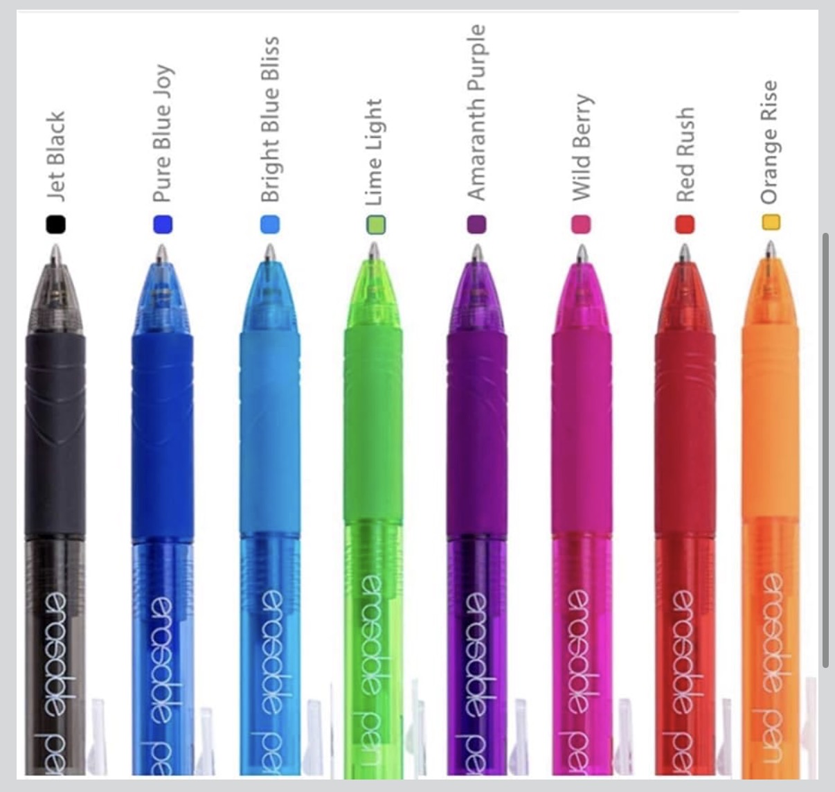 8 Pack Erasable Retractable Gel Ink Pens with Refills 0.7mm